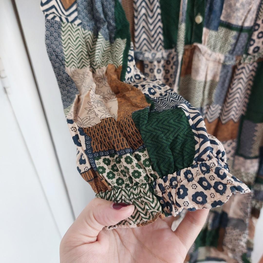 Patchwork Long Sleeve Dress (Category: Dresses) located in Angeles City. Submitted by greensstuff (Listing ID 1164667160, Image 3). Description: see 4th and 5th pic for flaw Measurements to follow DM for more specifics.