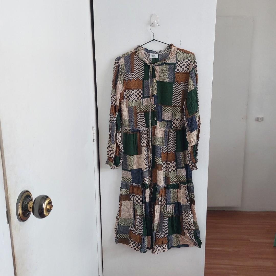 Patchwork Long Sleeve Dress (Category: Dresses) located in Angeles City. Submitted by greensstuff (Listing ID 1164667160, Image 1). Description: see 4th and 5th pic for flaw Measurements to follow DM for more specifics.