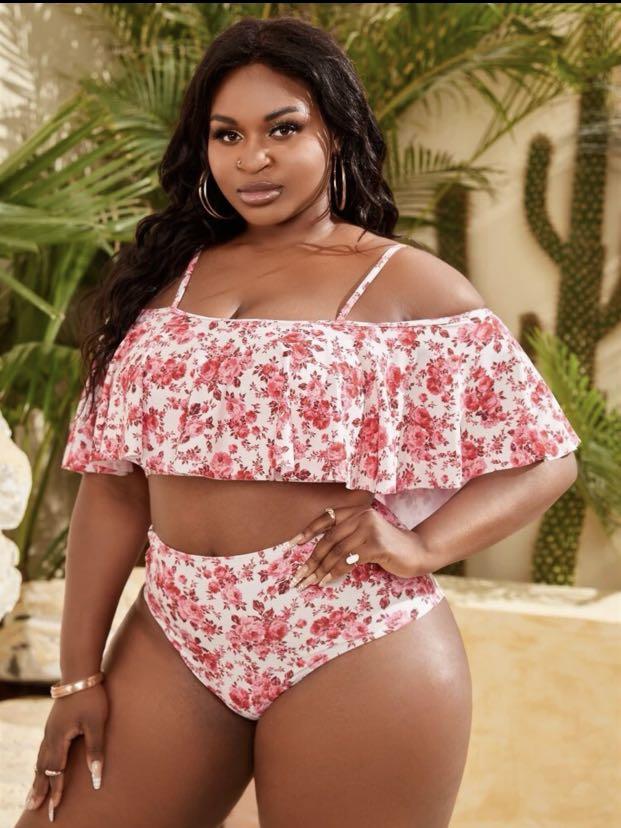 Plus size off sales the shoulder swim top
