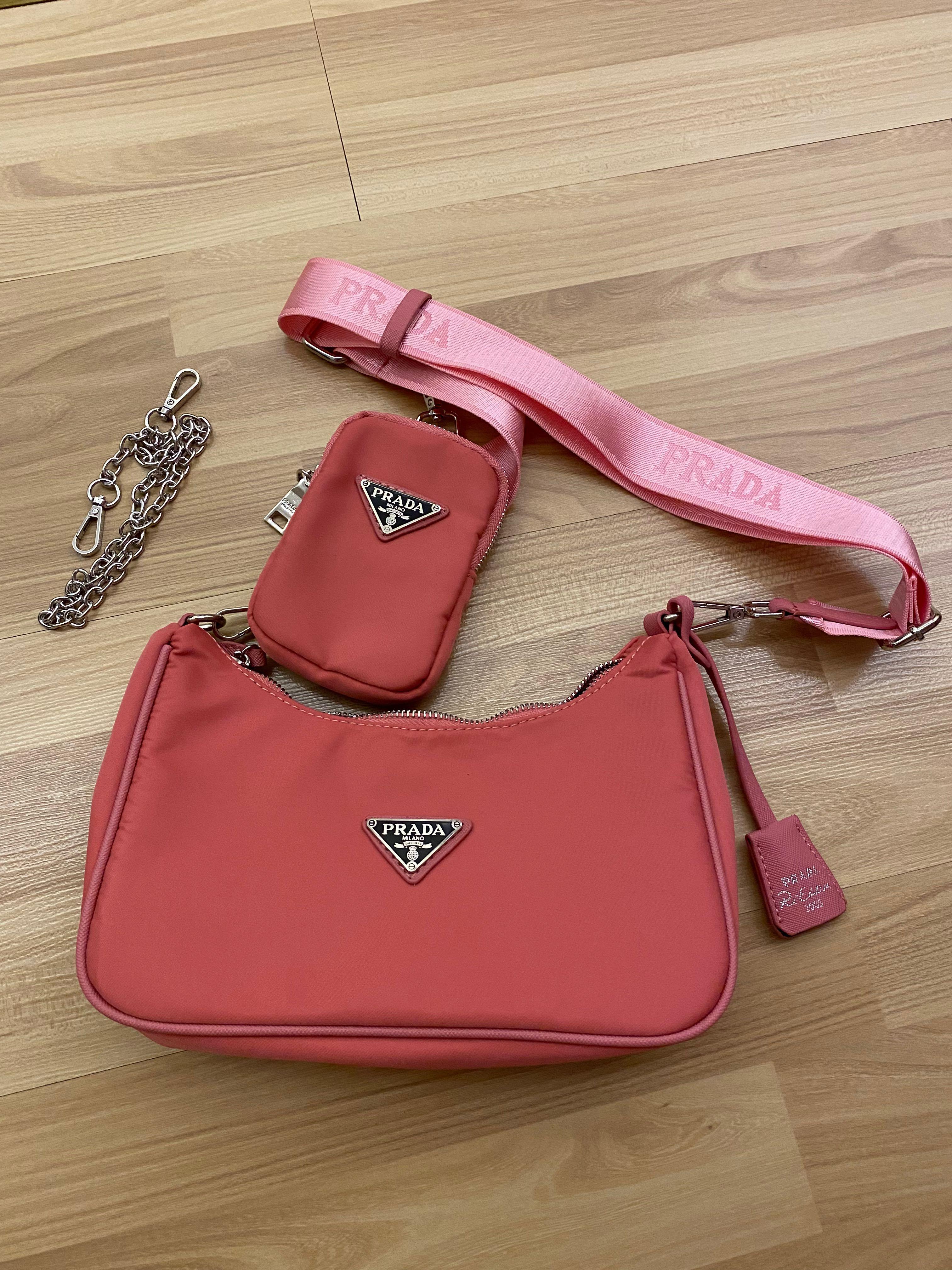 Prada hobo pink bag, Luxury, Bags & Wallets on Carousell