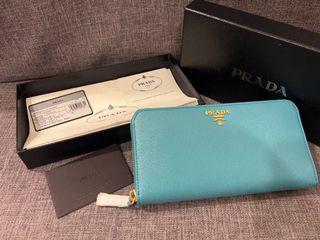 Prada Geranio Pink Vitello Move Leather Gold Small Zip Coin Wallet