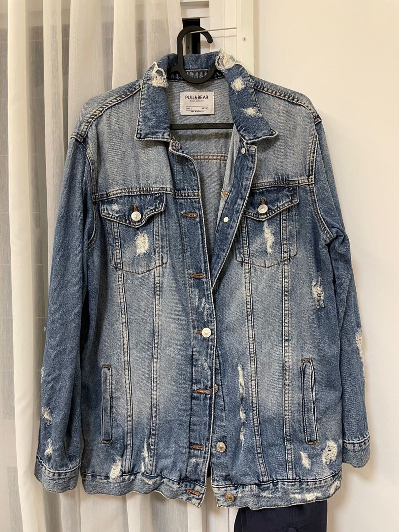 Pull and bear long denim jacket
