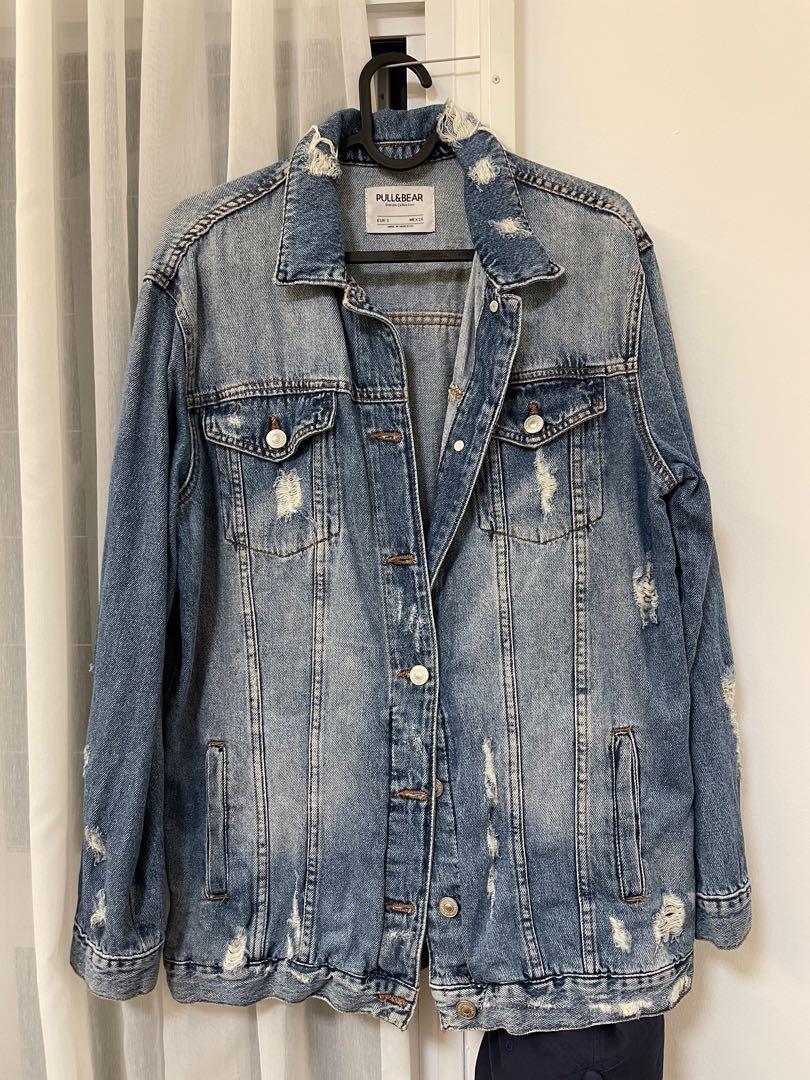 Pull and bear longline denim jacket sale