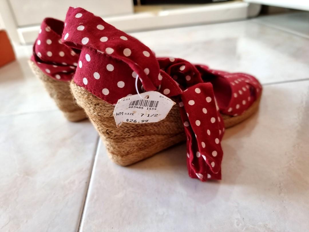 Red polka dot wedges on sale