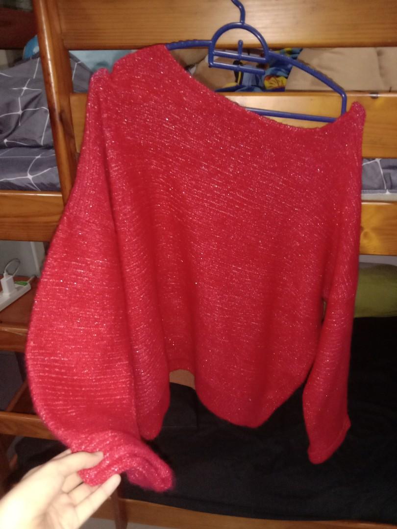 Red Sweater Long Sleeved, Women's 