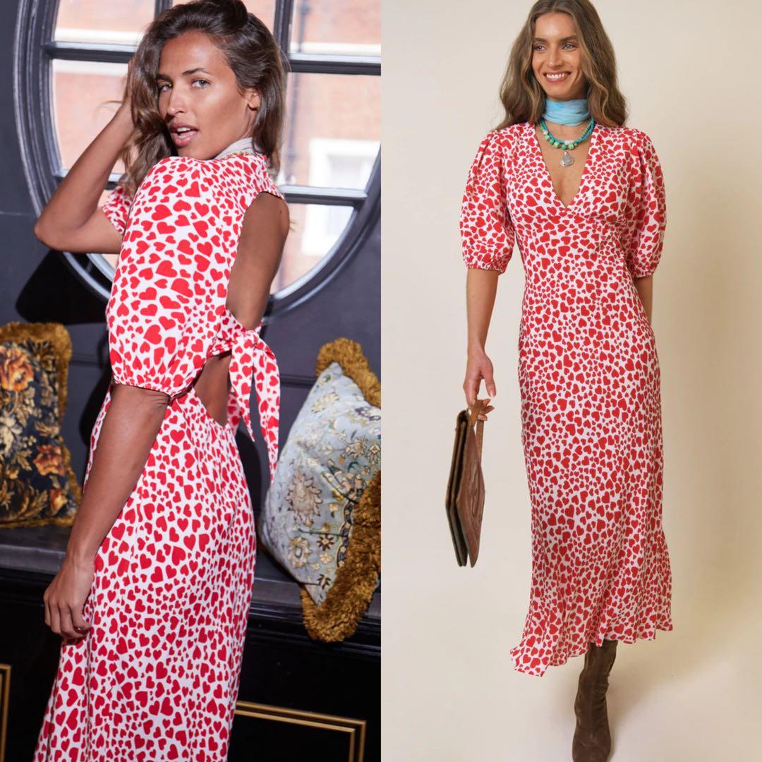 RIXO Steph Midi Dress love heart red Women s Fashion Dresses Sets Dresses on Carousell