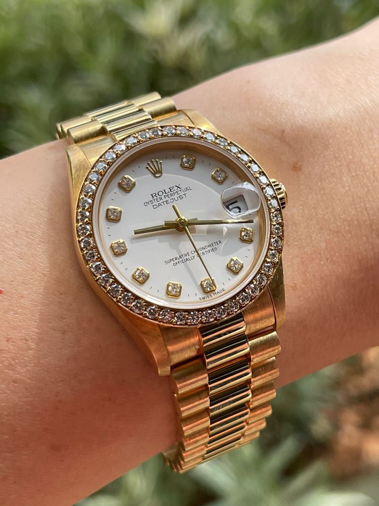 68278 Rolex 31mm boy size gold diamond datejust