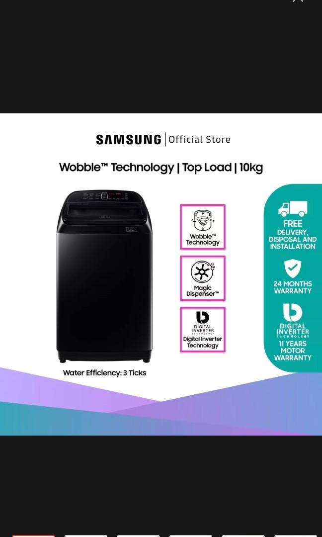 Samsung Top Loading Washing Machine 10kg,Wobbles Technology, TV & Home