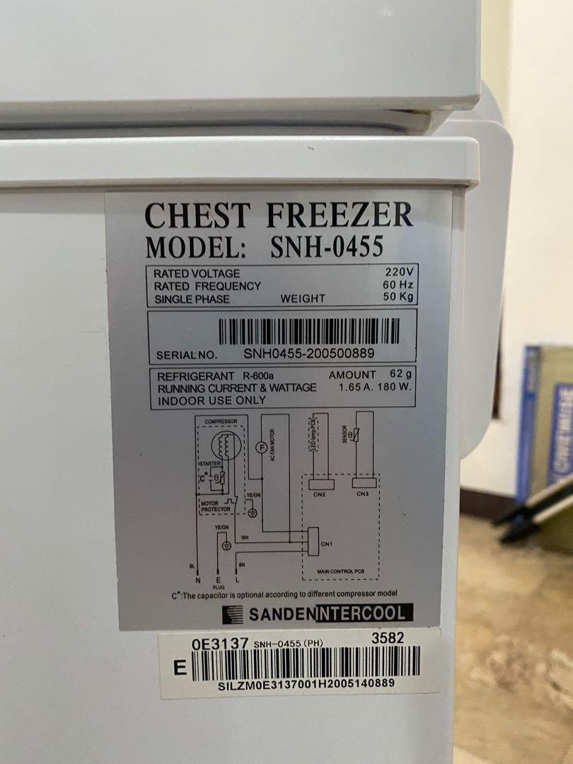 Sanden Chest Freezer 15.9Cu.ft. SNH0455, TV & Home Appliances, Kitchen