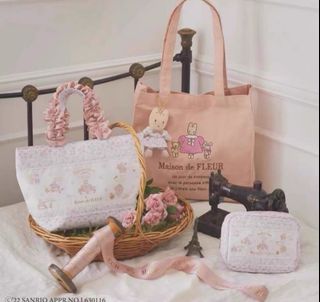日本Sanrio X Maison de Fleur 聯名系列Marron Cream/免媽媽/茉莉兔/蜜糖邦尼兔/Sugarbunnies托特包/手提袋/帆布袋/化妝袋64224419806851110