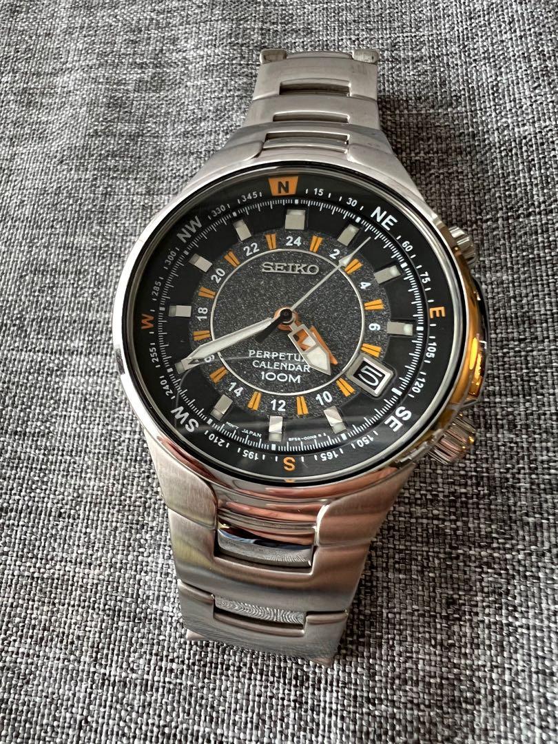 Seiko SLT083 dual crown GMT, 8F56 HAQ w/ perpetual calendar, Luxury,  Watches on Carousell