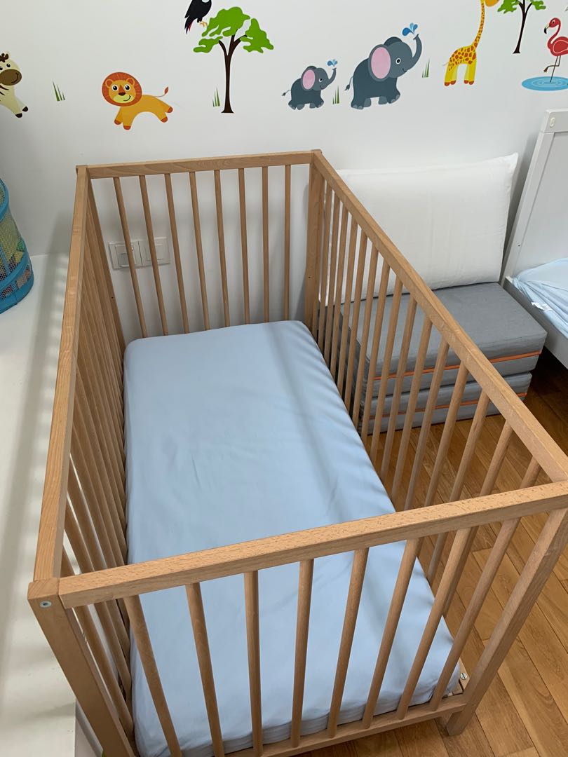 IKEA Sniglar Cot Crib Bed + Mattress + sheets, Babies & Kids, Baby Nursery & Kids Furniture