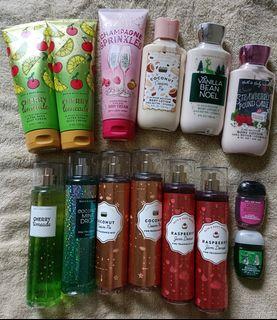 Take all Bath and Body Works lotion, body cream, fine fragrance mist and anti-bacterial hand gel