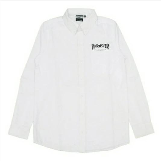 Thrasher Oxford button shirt kemeja embroidered skate streetwear