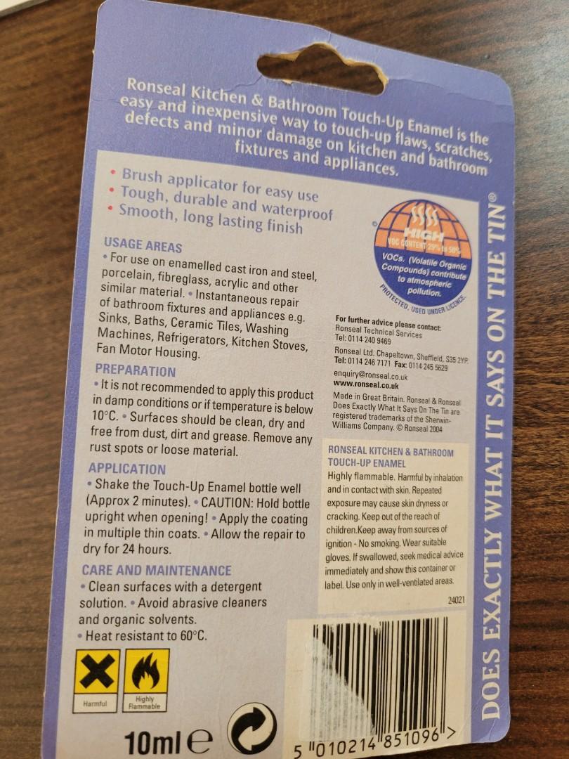 RONSEAL Touch up enamel, Furniture & Home Living, Bathroom & Kitchen Fixtures on Carousell