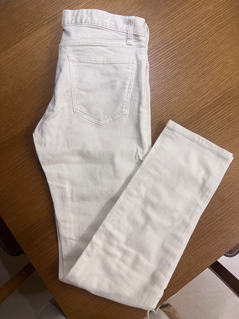 Uniqlo 白色牛仔褲white jeans, 男裝, 褲 