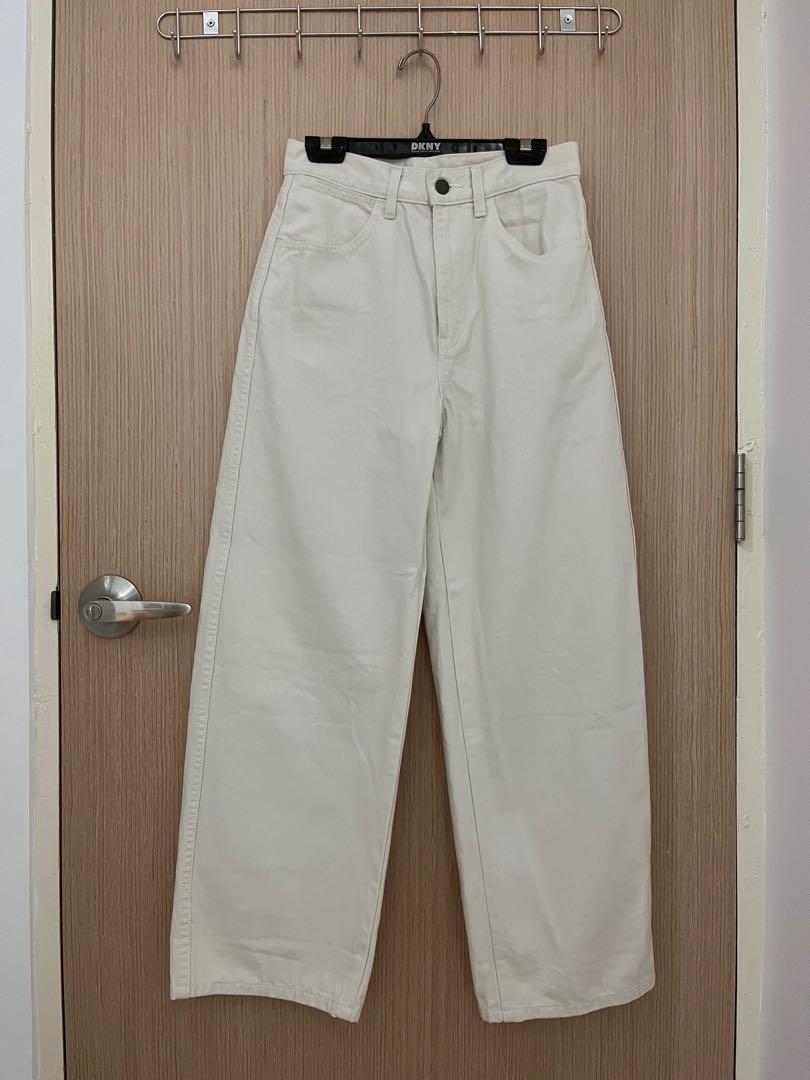off white wide leg jeans