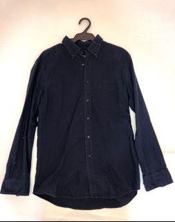 Uniqlo Oxford Shirt Long Sleeves  - M, Navy Blue