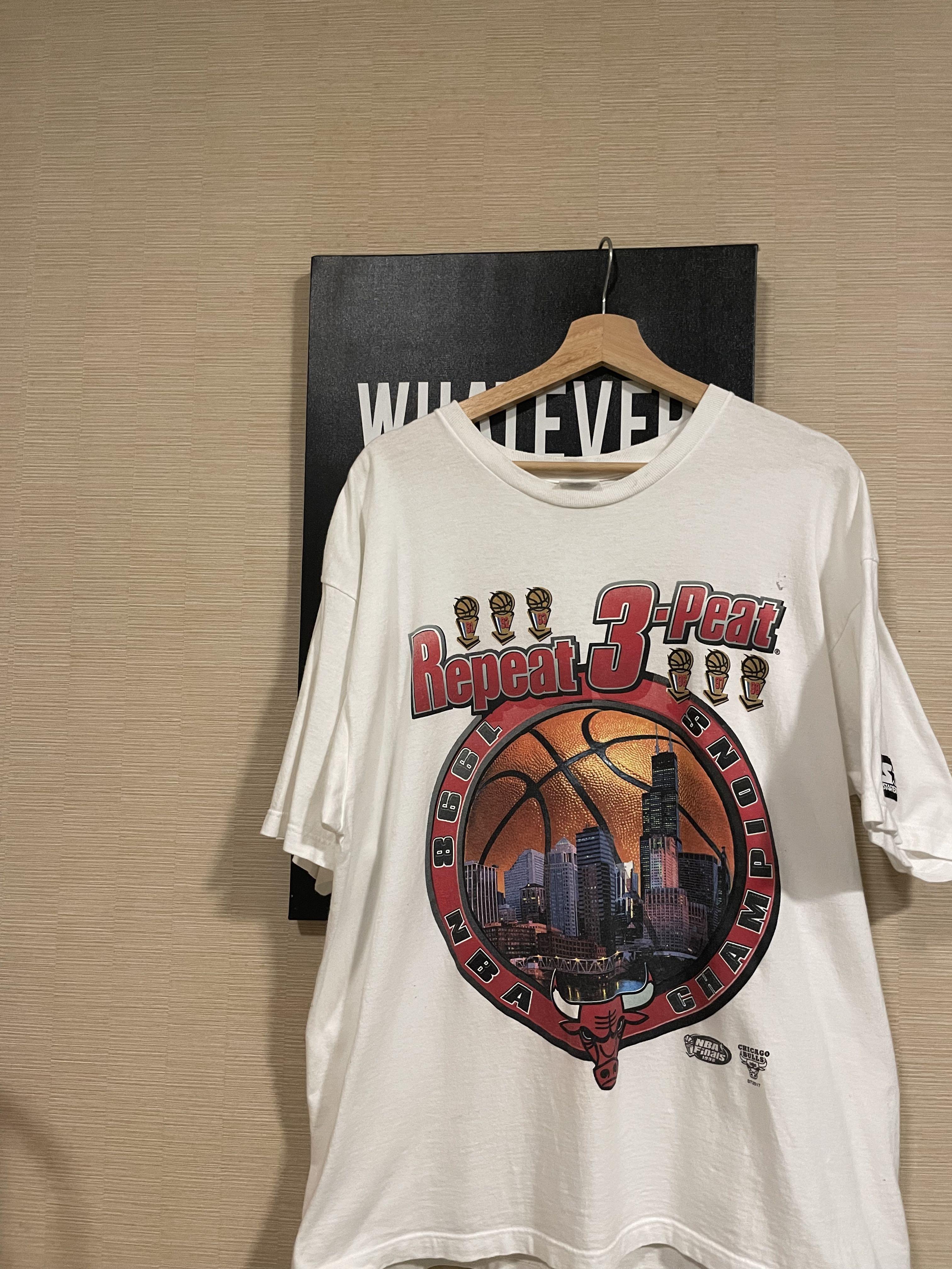 Vintage Chicago Bulls Repeat 3-Peat Starter T-Shirt Sz XL