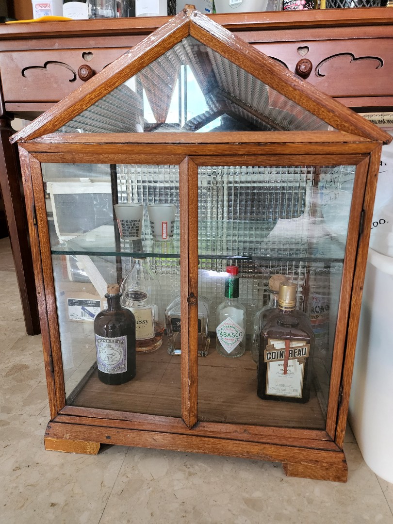 Vintage glass for medicine/whiskey, Furniture & Home Living, Furniture, Shelves