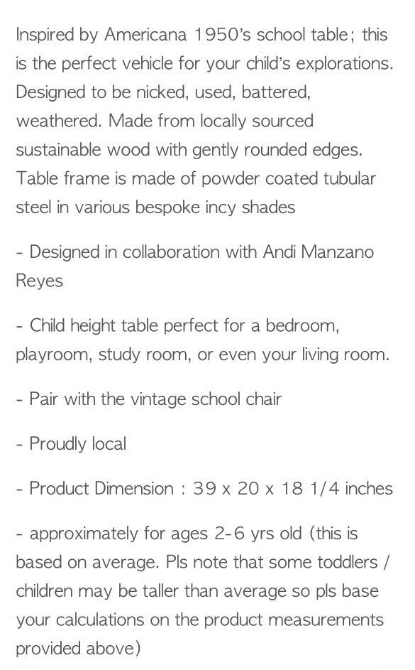 Vintage School Table by Incy Rooms, Babies & Kids, Baby Nursery & Kids