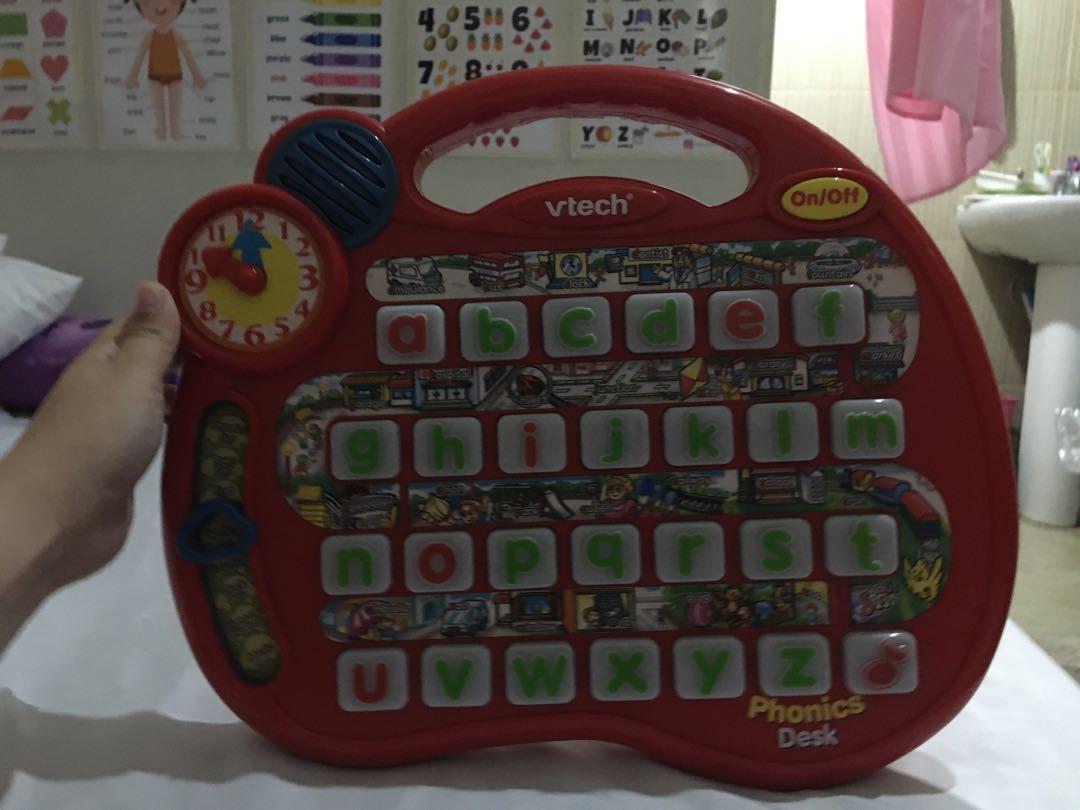 VTECH phonics desk (Category: Infant Playtime) located in Manila. Submitted by avalanchesonlineshopmainacount (Listing ID 1164834739, Image 2). Description: missing battery cover working.