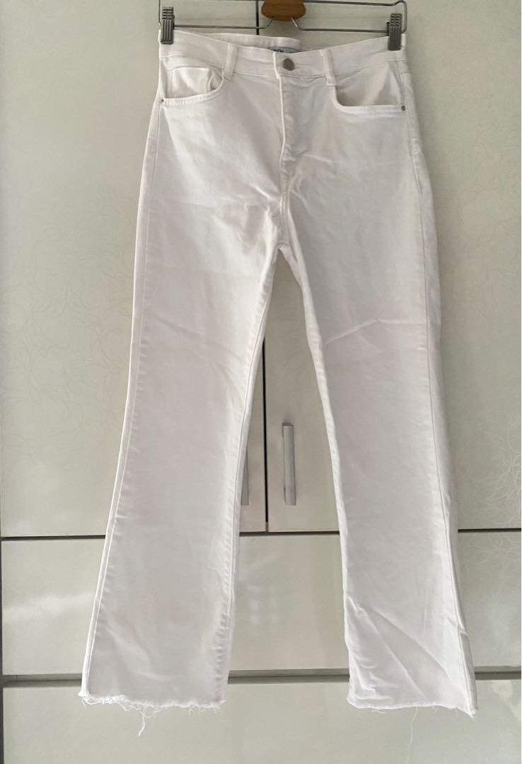 white flare jeans