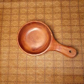 Wooden decorative bowl with handle