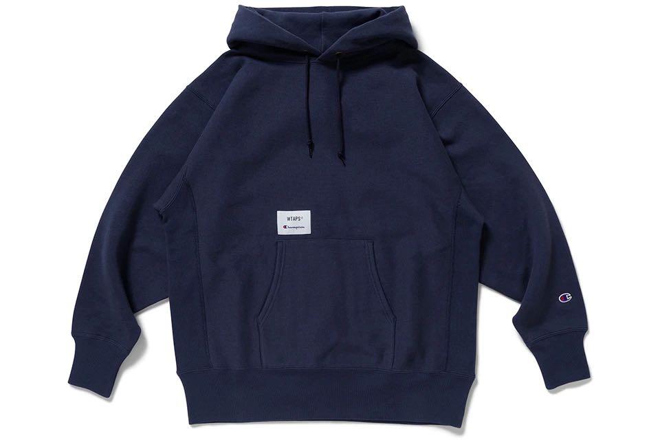 wtaps champion hoodie navy, 男裝, 上身及套裝, 衛衣- Carousell