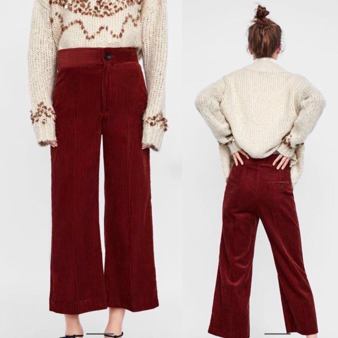 zara wide leg corduroy trousers