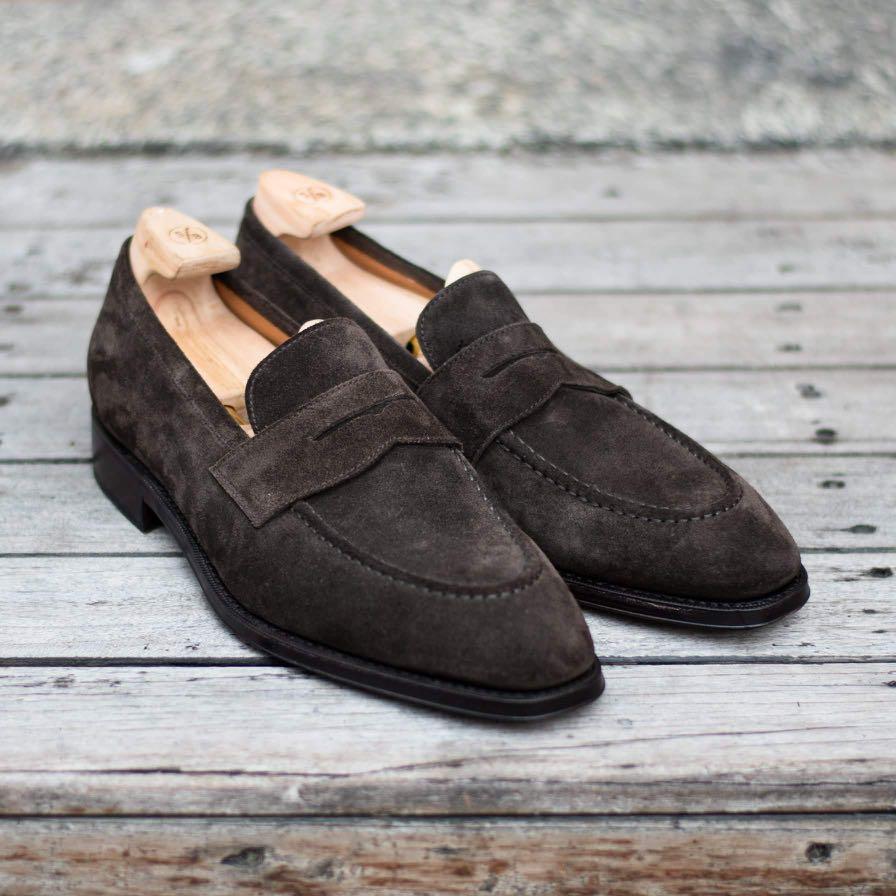 brown suede loafers