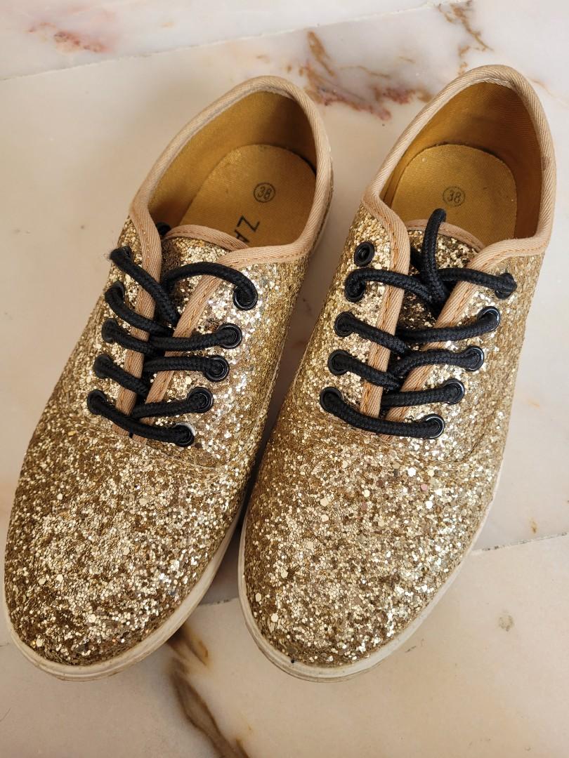 Gold sparkly shop sneakers