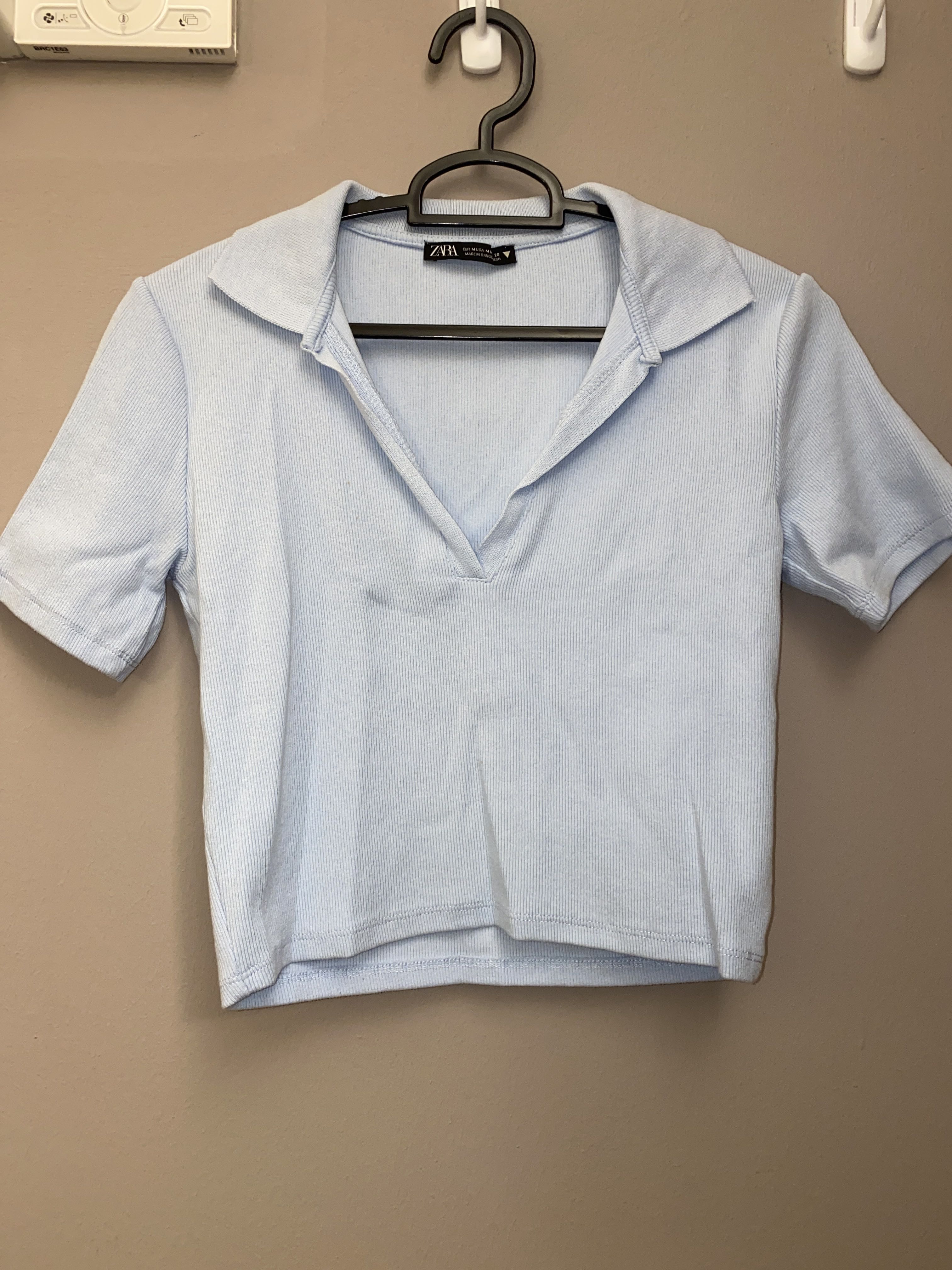 Zara Baby Blue Crop Top, Women's Fashion, Tops, Other Tops on Carousell