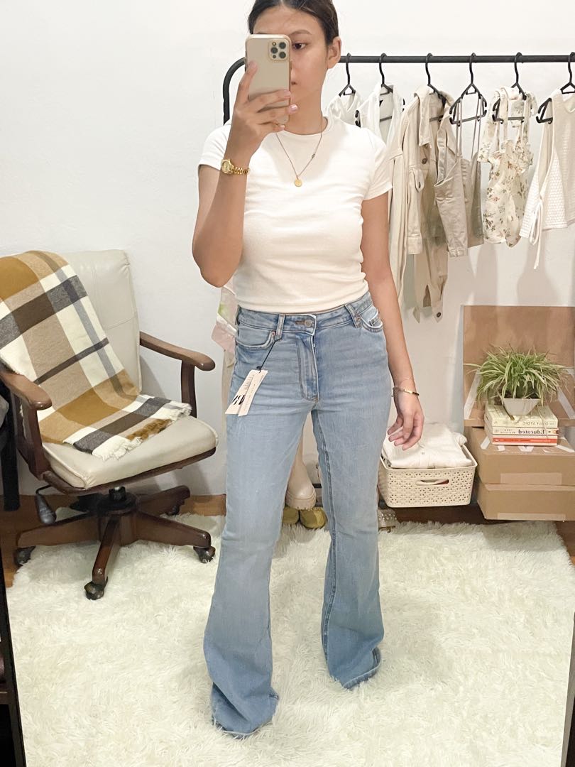 Zara Mid Waist Flare Pants Women s Fashion Bottoms Jeans on Carousell