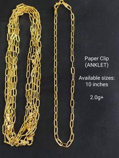 18K Saudi Gold paperclip anklet