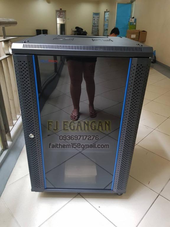 18u Data Cabinet with Accessories | 18U Free Standing Data Cabinet (Category: Networking) located in Pasig City. Submitted by fjEgangan (Listing ID 1164869346, Image 2). Description: 18u Data Cabinet with Accessories | 18U Free Standing Data Cabinet Price @ 11,500.00 DIMENSIONS: ✅ Width = 600mm ✅ Depth = 600mm ✅ Height = 3ft INCLUSION: ✅ 2 x Fan ✅ 1 PDU 6 slot ✅ 1 x Shelf DETAILS: ✅ With caster wheel foot ✅ Glass Door ✅ With Key lock ✅ Metal ✅ Pe