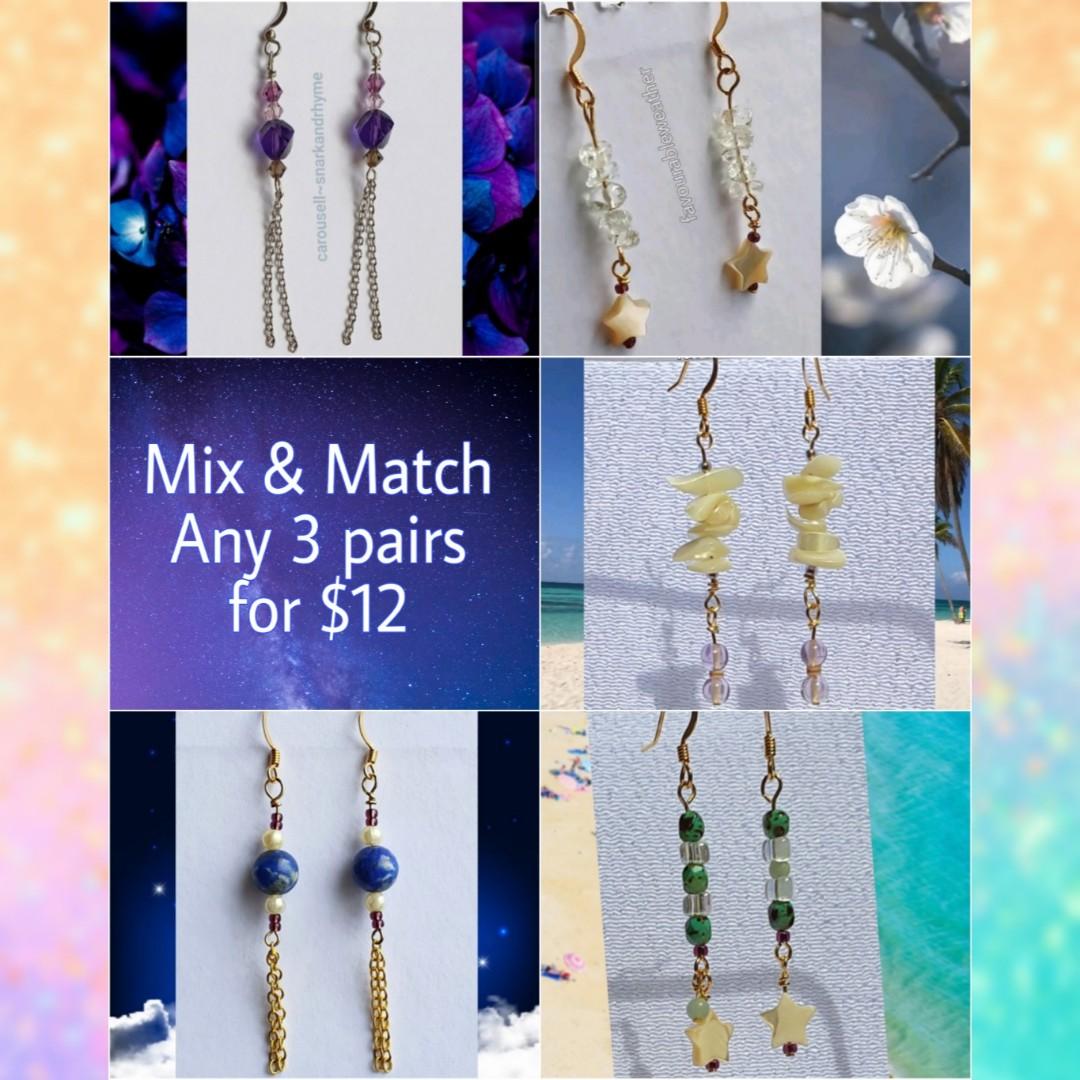 Fun Dangly Earrings! 3 for $12? Great for for Beach Wear or Anywhere▪︎Can