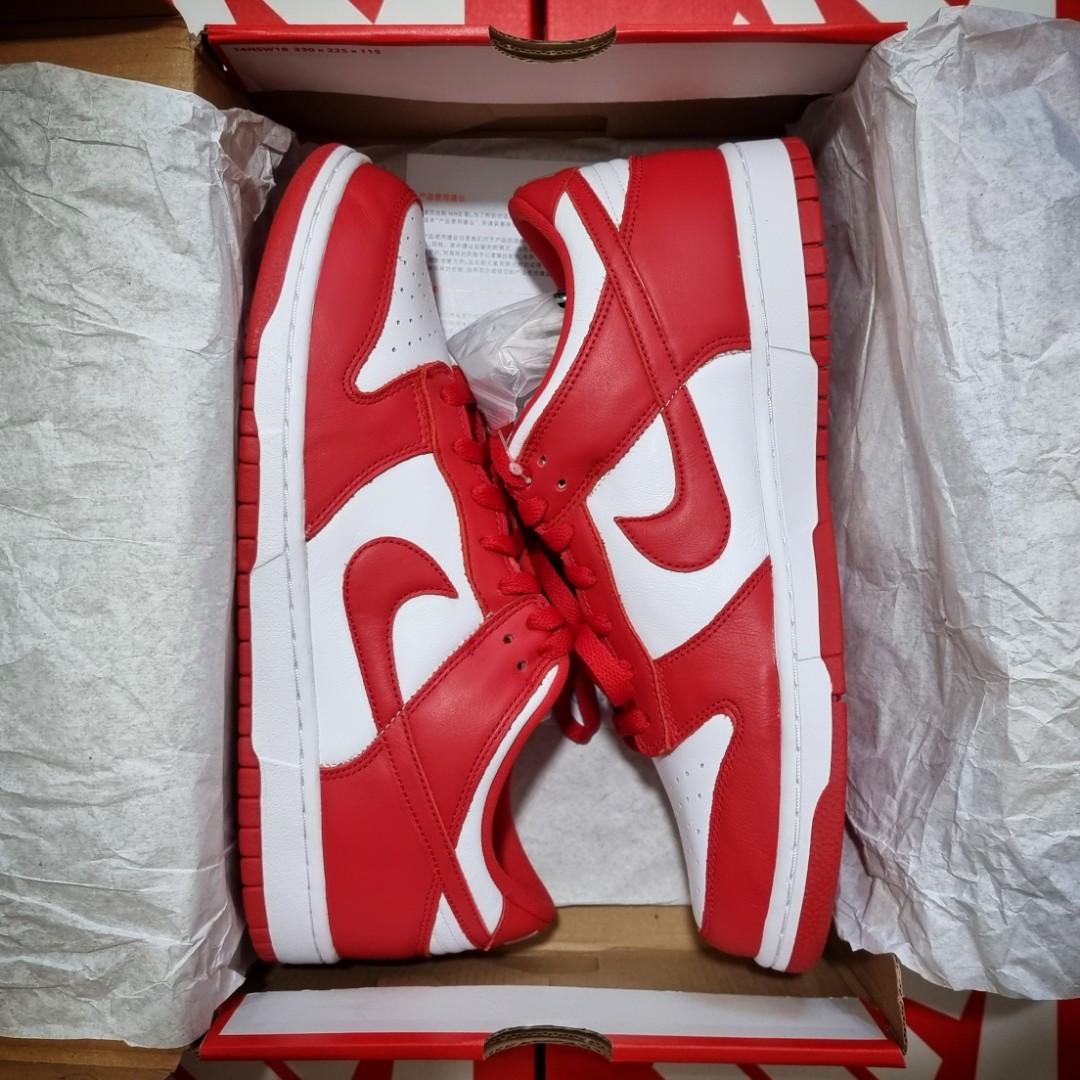 low dunks university red