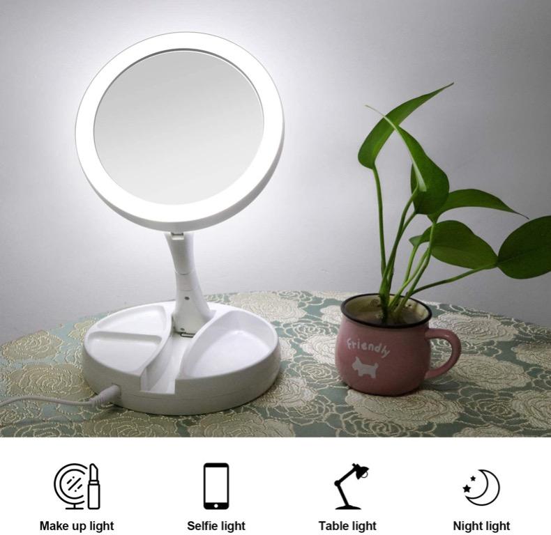A4 Senwow Makeup Mirror with Light, 1X 10X Magnifying Mirror with Light  Free Standing Tabletop Mirror Compact Foldable, Dual Power Supply LED Mirror,  Furniture  Home Living, Home Decor, Mirrors on Carousell