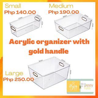 Acrylic organizer with gold handle