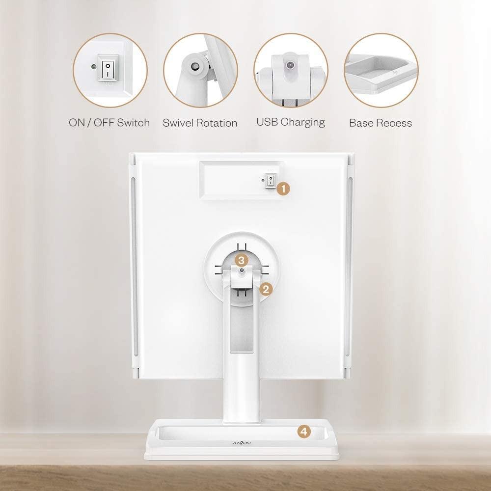 Anjou Makeup Mirror with Lights and Magnification 1X,2X,3X,10X, Lighted