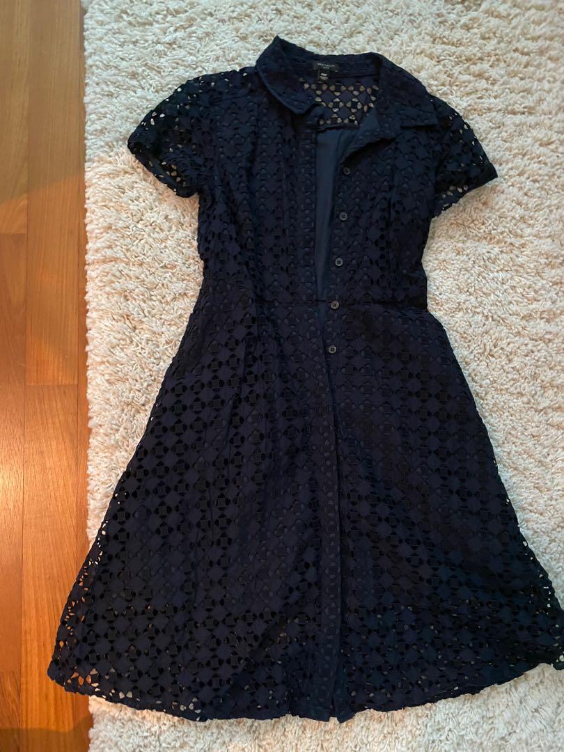Ann taylor navy eyelet dress shop