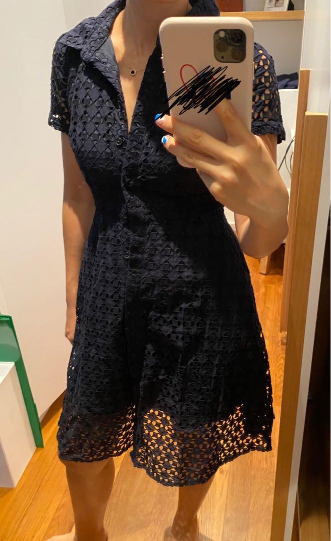 Ann taylor navy eyelet dress hotsell