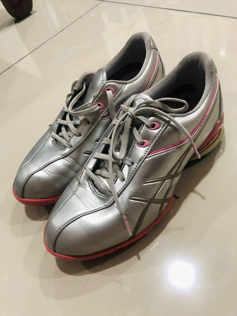Authentic ASICS Silver Metallic Pink Golf Shoe Women s Fashion