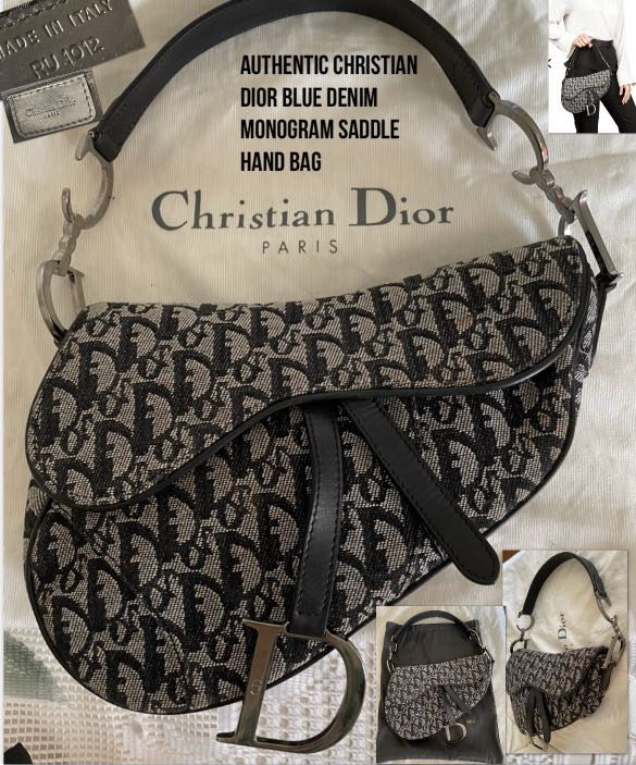 NIB Authentic Christian Dior DENIM MICRO SADDLE BAG,INVOICE, SHIP