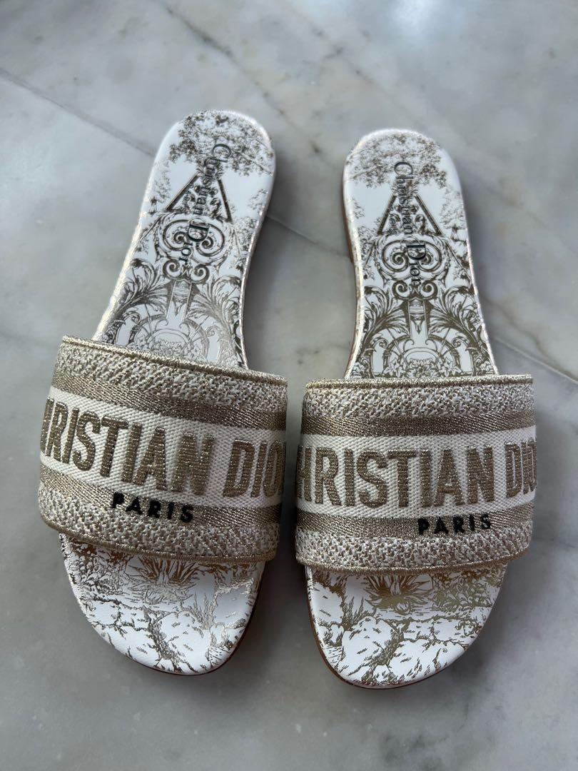 Authentic Christian Dior Gold Slides Women s Fashion Footwear
