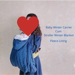 Baby Winter Carrier Blanket and Stroller Winter Blanket Muff Blue Fleece Lining
