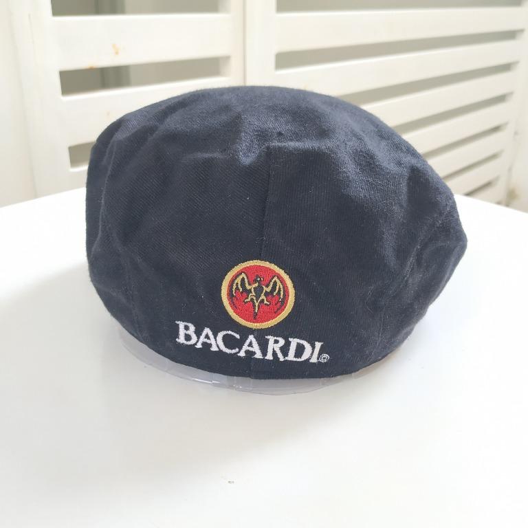 BACARDI FLAT HAT BLACK GATSBY STYLE OLD SCHOOL BARTENDER SPORT