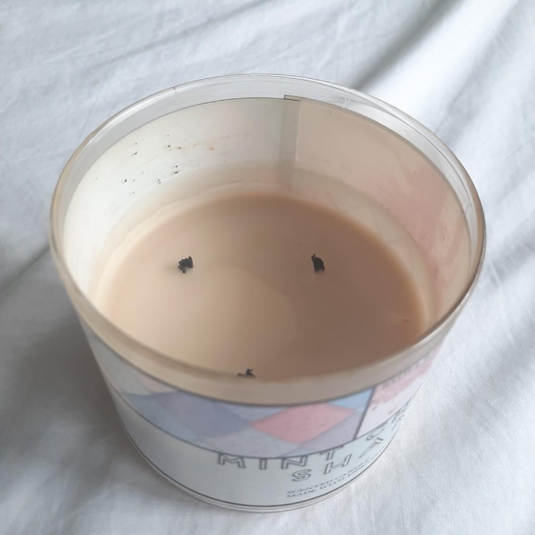 Bath and Body Works 3 Wick Candle (Mint Chip Shake) (Category: Home Fragrance) located in Quezon City. Submitted by awildlavender (Listing ID 1164869676, Image 2). Description: RFS: Decluttering -50% full.