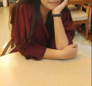 Blouse maroon rumbai wanita